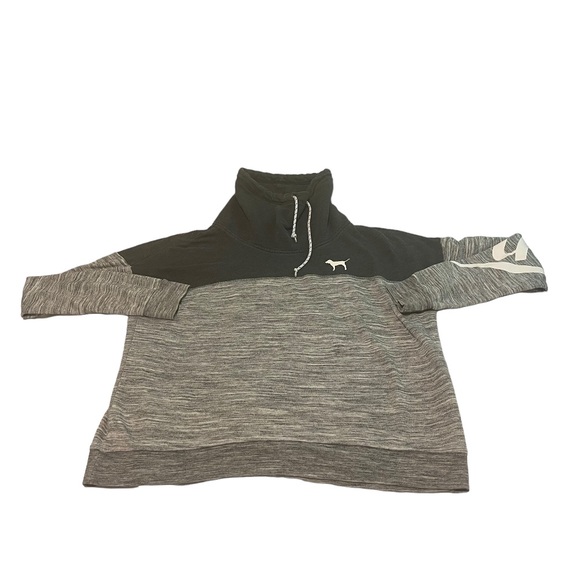 Victoria Secret Pink Sweatshirt Women Medium Gray Pullover Bling Cowl Neck Solid - Picture 1 of 6